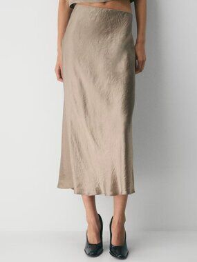 Aritzia Babaton Slip Satin Maxi Skirt Nomad Taupe Size 6